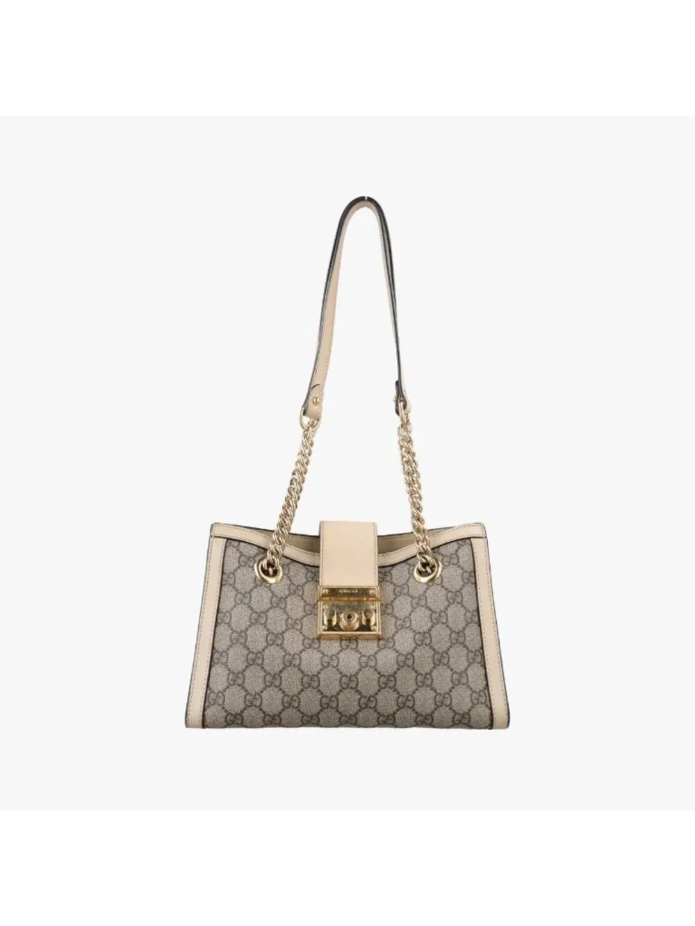 Gucci Padlock Brown White Leather Shoulder Bag